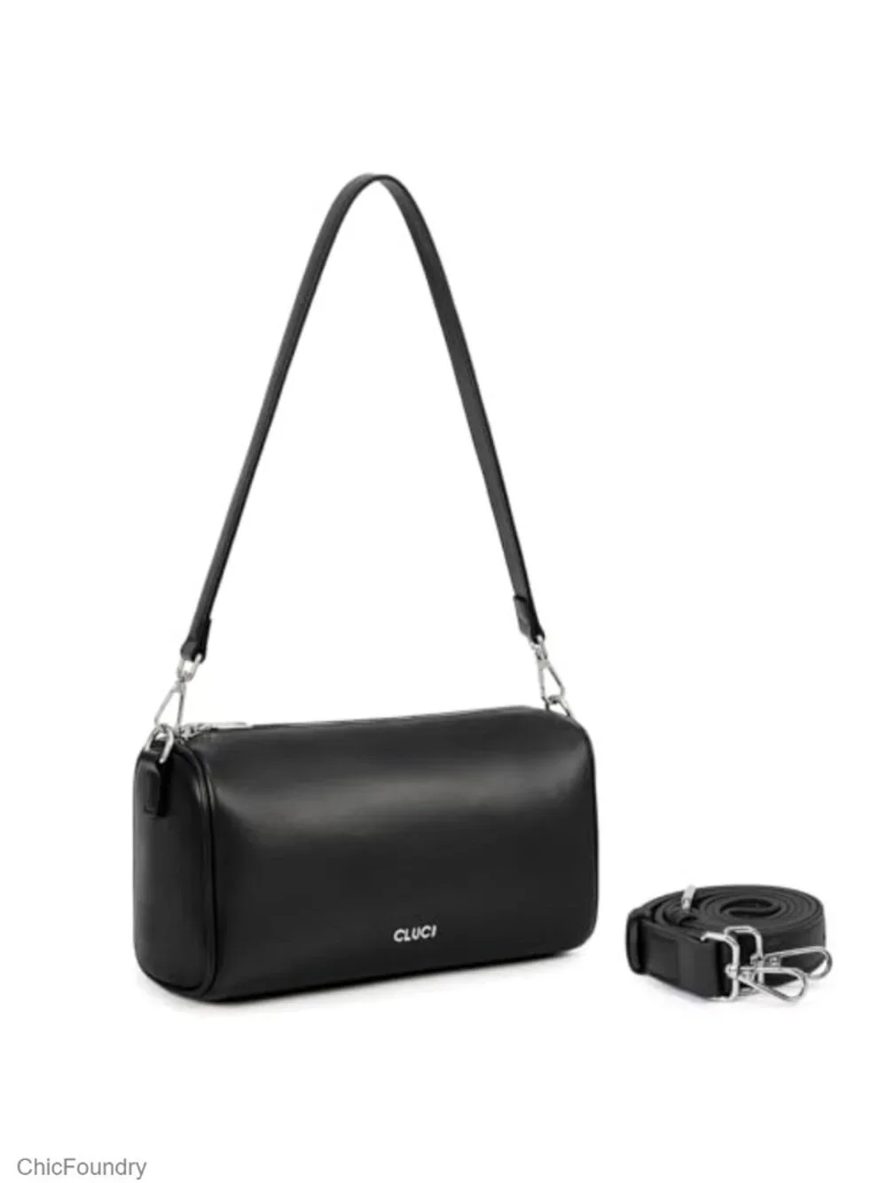 Women's Barrel Crossbody Bag Faux Leather with Two-Way Strap Minimalist